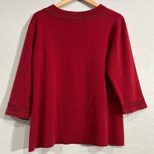 French Laundry Womens Red Crochet Trim Knit Tunic Sweater 1X Plus Size